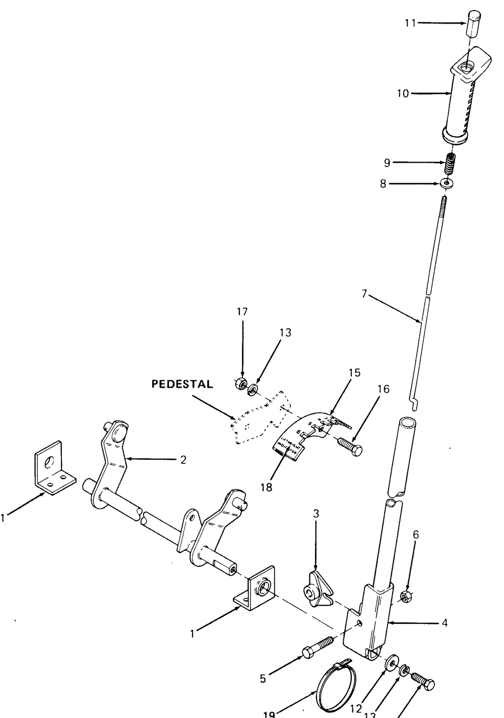Implement Lift Handle Diagram and Parts List for 1320 147008-207400-130232100-131232F100-139232100 Cub Cadet Lawn Tractor